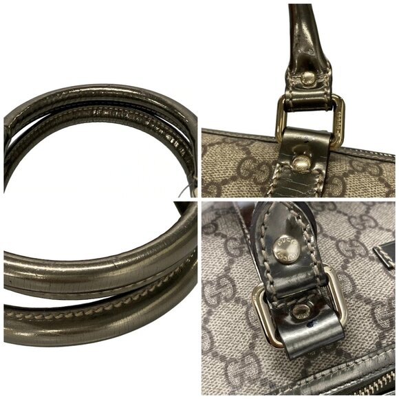 Auth GUCCI GG Plus/GG Supreme 193603 Gray Beige PVC Patent Leather - Handbag - Picture 16 of 16